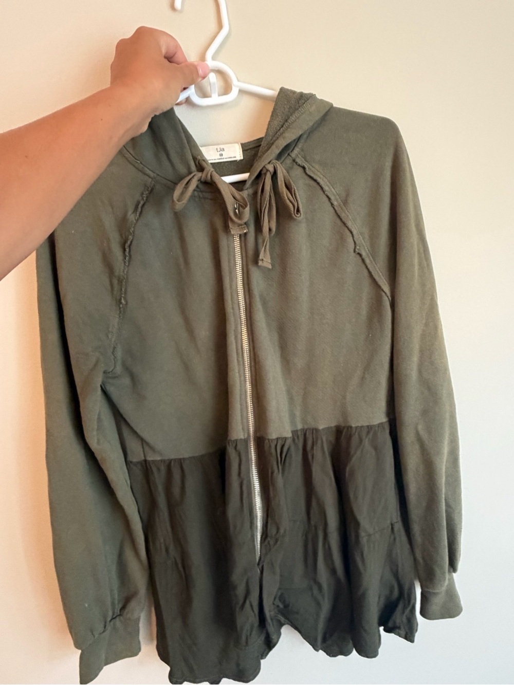 T.La Olive Green Two-Tone Utility Hoodie Jacket